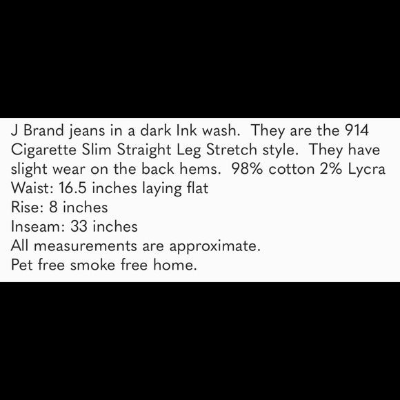 J Brand Jeans 914 Cigarette Slim Straight Stretch - Picture 8 of 8